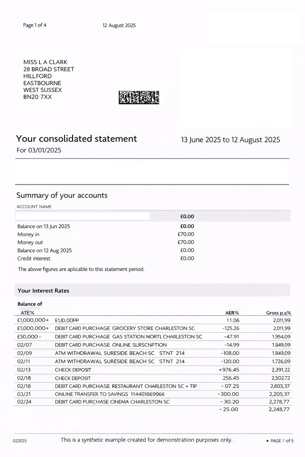 Halifax bank statement