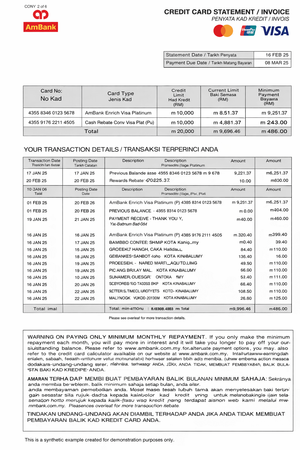 AmBank bank statement
