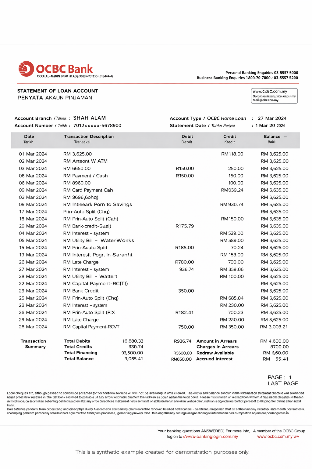 OCBC bank statement