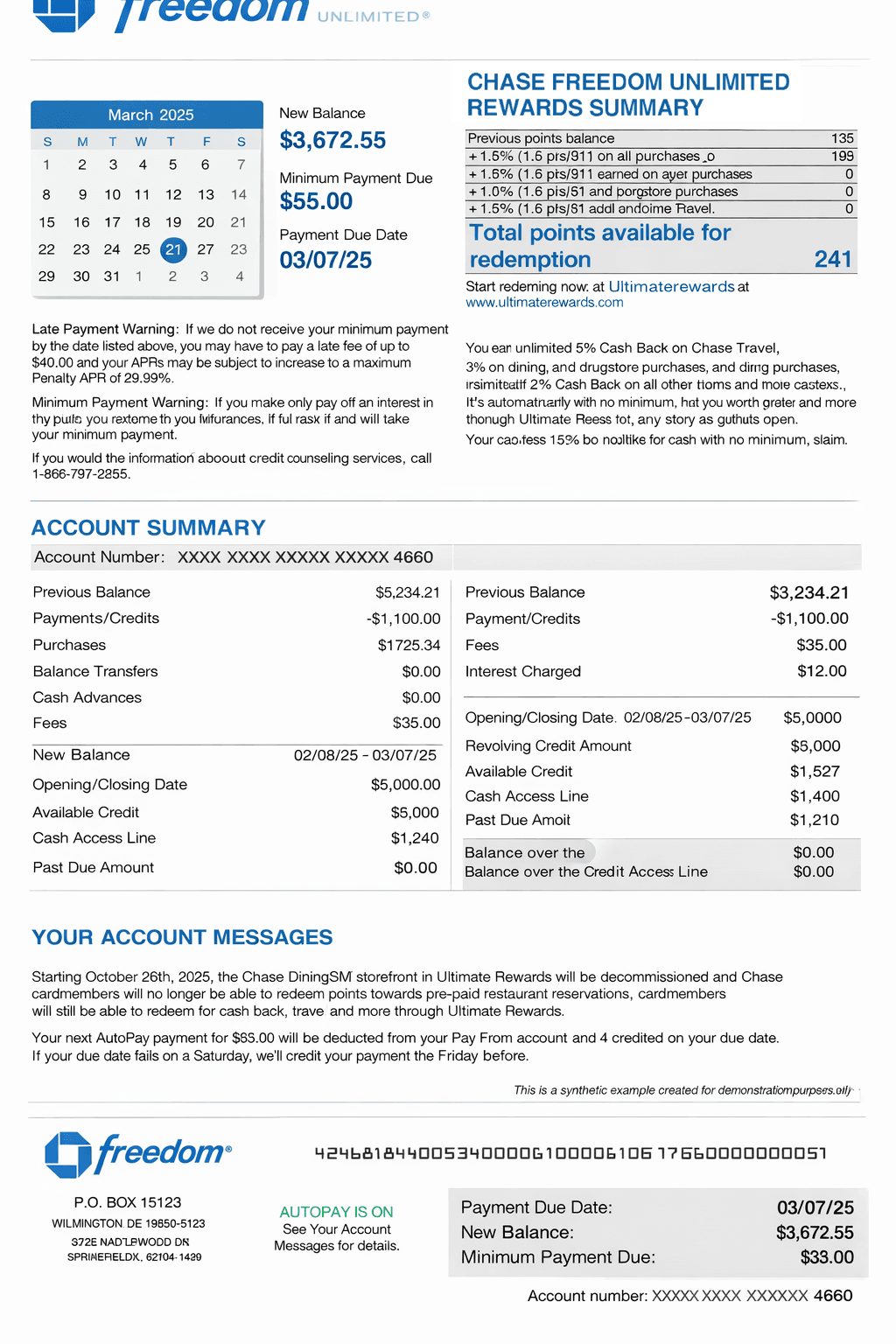 Chase bank statement